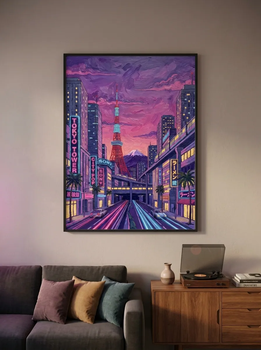 Tokyo Neon Sunset in room